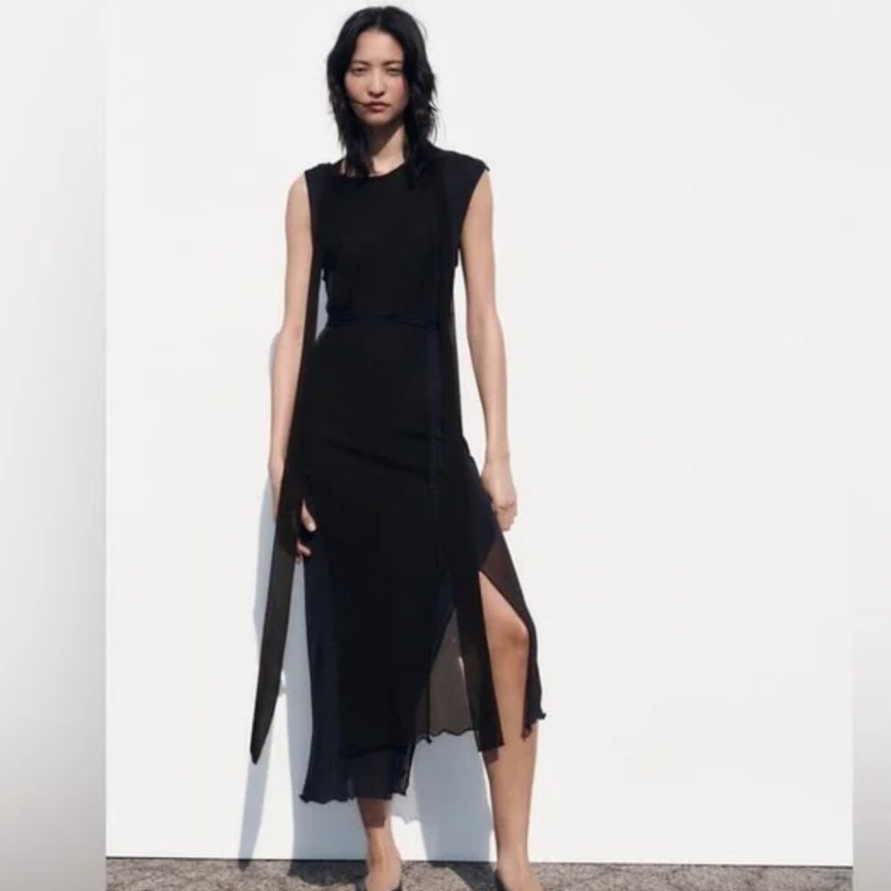 NWOT Zara combination knit dress Blue Black Bloggers Fave
